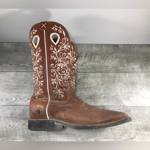 Twisted X WRS0012 Embroidered Punchy Leather Cowgirl Western Women Boots Size 10