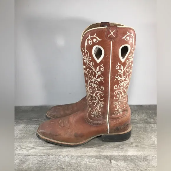 Twisted X WRS0012 Embroidered Punchy Leather Cowgirl Western Women Boots Size 10
