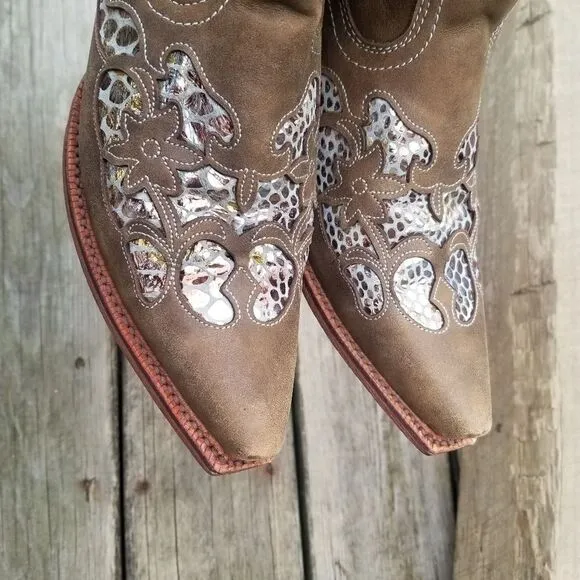 Twisted X Steppin Out Brown Leather Python Inset Cowboy Western Daisy Jones Boot