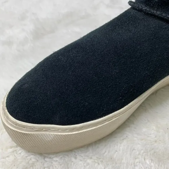 UGG 1104069 Aika Black Suede Leather Pull On Sporty Cozy Sneaker Ankle Boots 7