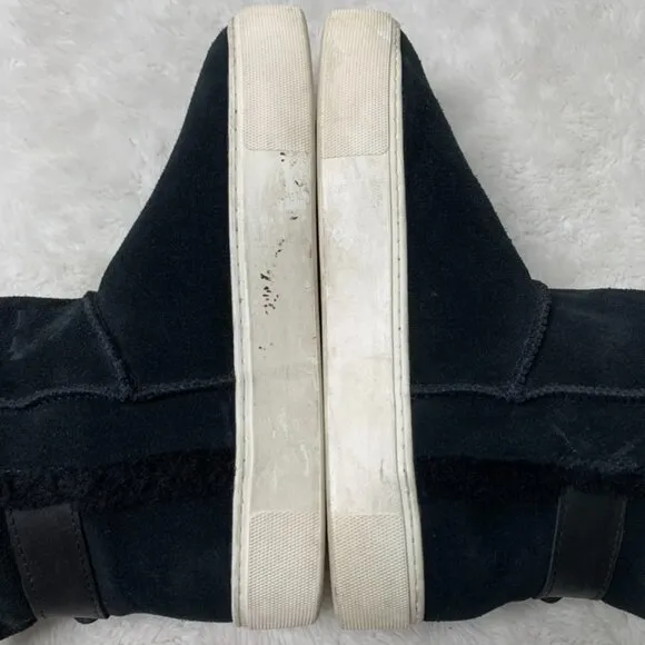 UGG 1104069 Aika Black Suede Leather Pull On Sporty Cozy Sneaker Ankle Boots 7