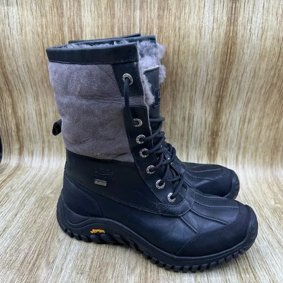 UGG Adirondack Women's Size 7 Black Waterproof Sheepskin Black Boots Shoes 1906