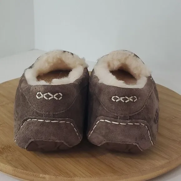 UGG Ansley Slipper Espresso Suede Wool Loafer Moccasin Women US 11 EU 42 New