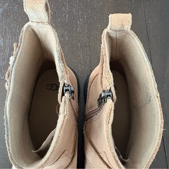 Ugg Ashton Short Weather Boot Boots Tan Suede Buckle Beige Size 3‎ Kids Unisex