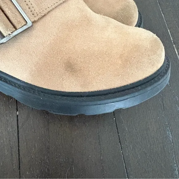 Ugg Ashton Short Weather Boot Boots Tan Suede Buckle Beige Size 3‎ Kids Unisex