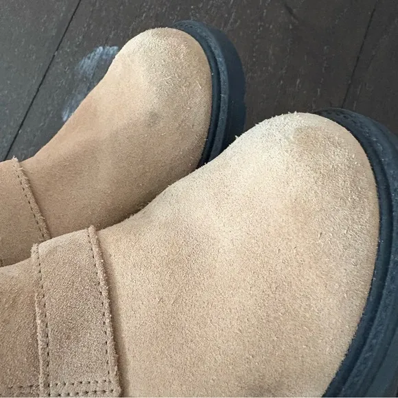 Ugg Ashton Short Weather Boot Boots Tan Suede Buckle Beige Size 3‎ Kids Unisex