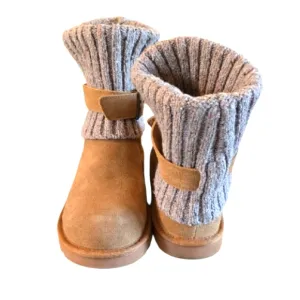 UGG Australia Cambridge Knit Socks Suede Boots Chestnut Brown Womens Size 9 NWOT