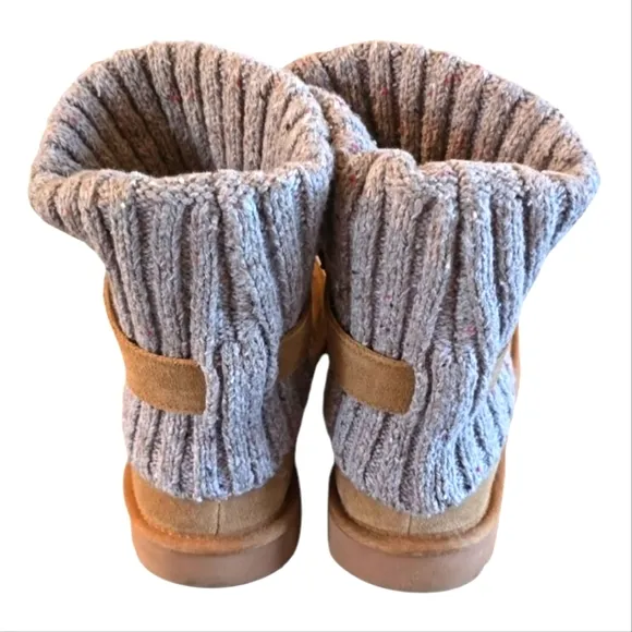 UGG Australia Cambridge Knit Socks Suede Boots Chestnut Brown Womens Size 9 NWOT