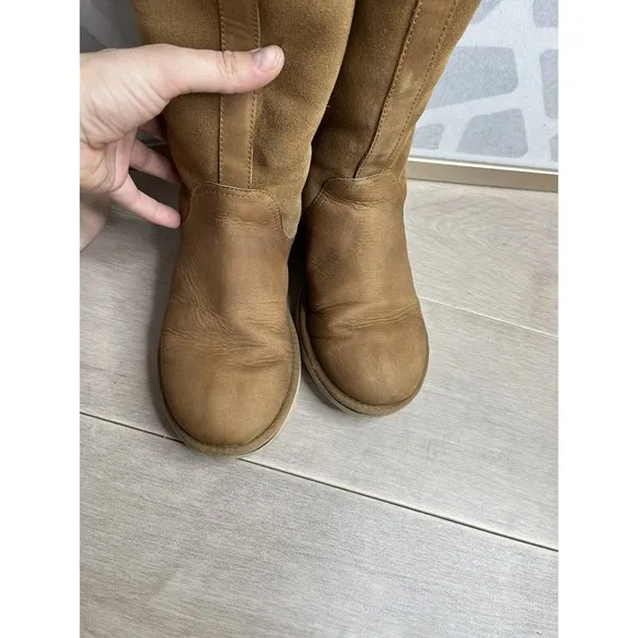 UGG Australia Classic Tall SONOMA Chestnut Leather suede  Boots fur wool 7