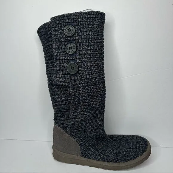 UGG Australia Gray Knit fold over tall Boots