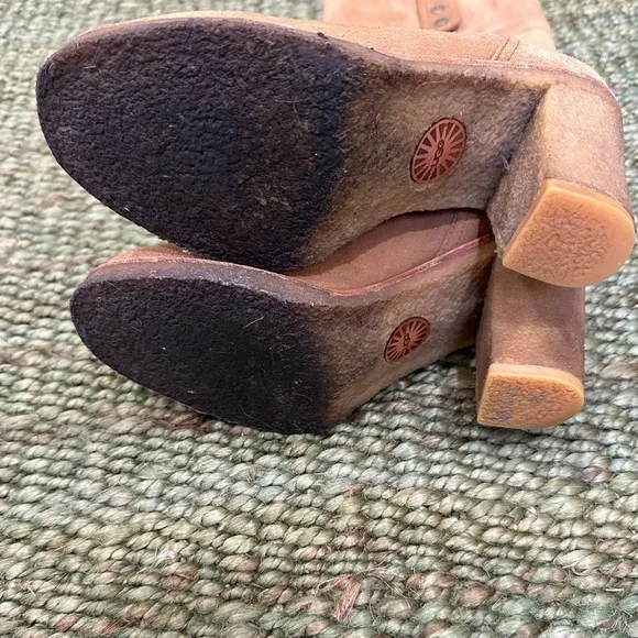 UGG Australia JOSIE Chestnut Convertible Cuff Suede High Heel Boots Size 6