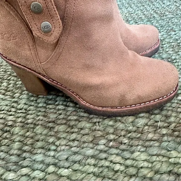 UGG Australia JOSIE Chestnut Convertible Cuff Suede High Heel Boots Size 6