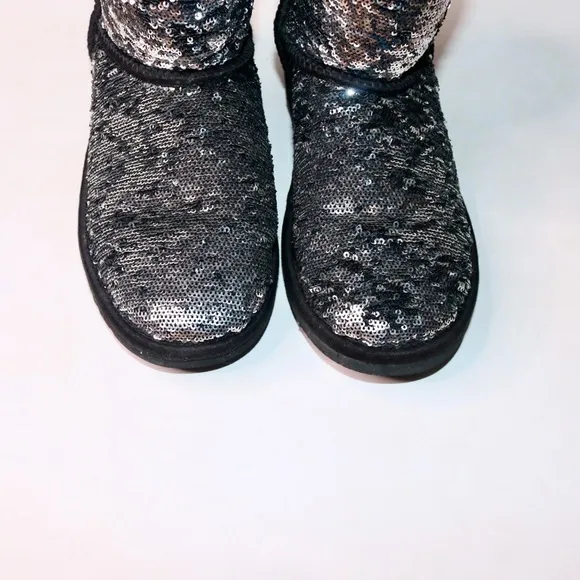 UGG Australia Reverse Sequin Eva Short Boots in Black and Silver