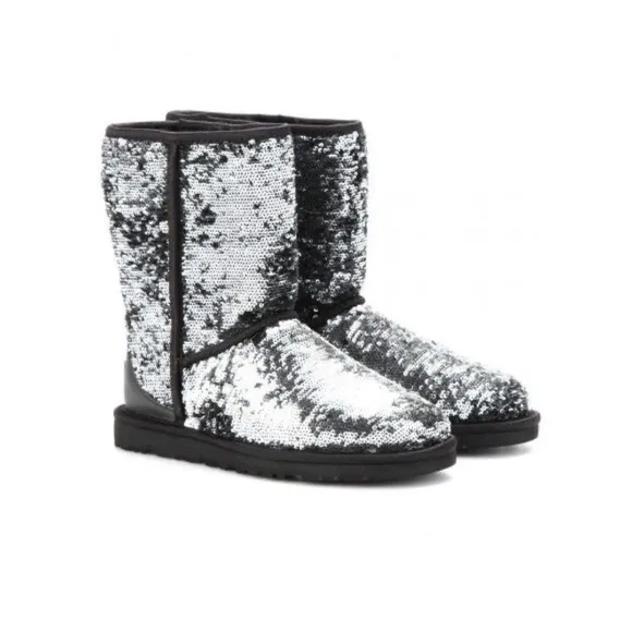 UGG Australia Reverse Sequin Eva Short Boots in Black and Silver