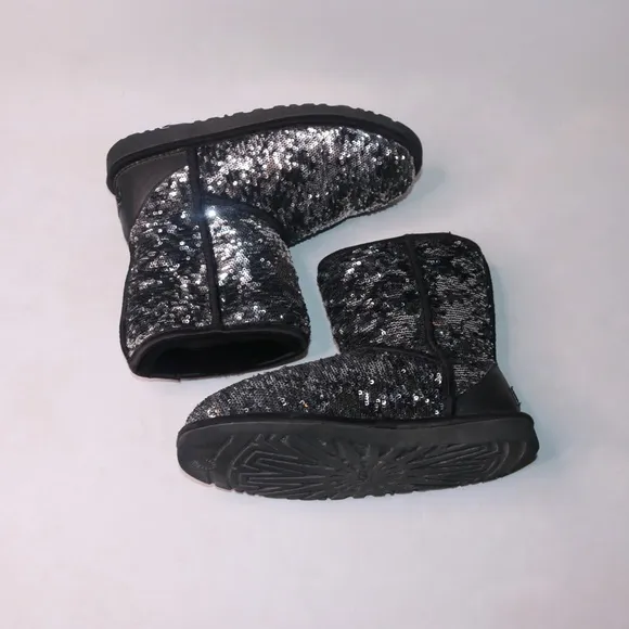 UGG Australia Reverse Sequin Eva Short Boots in Black and Silver