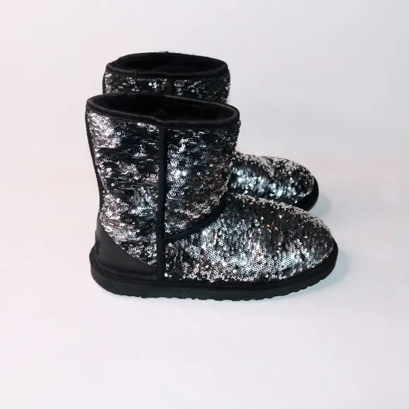 UGG Australia Reverse Sequin Eva Short Boots in Black and Silver