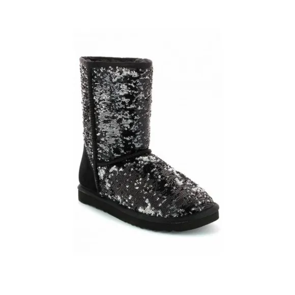UGG Australia Reverse Sequin Eva Short Boots in Black and Silver
