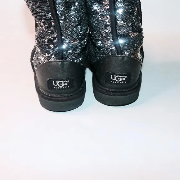 UGG Australia Reverse Sequin Eva Short Boots in Black and Silver