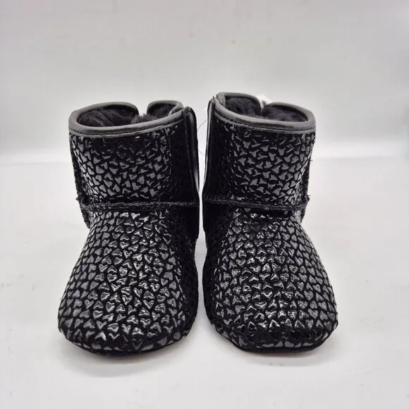 Ugg Baby  Booties Size 4 5 Black Hearts Cozy