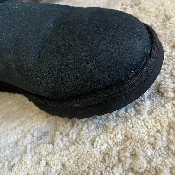 Ugg Bailey Bow II Black Short Boots Sheepskin Lined Suede Leather: 4
