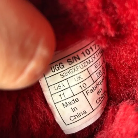 UGG Bailey Bow II Red Ribbon Suede Fur Short Boots  Kid Girl 11