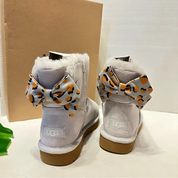 UGG Bailey Bow Retro Spot Boots Grey NEW