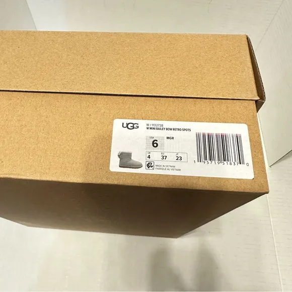UGG Bailey Bow Retro Spot Boots Grey NEW