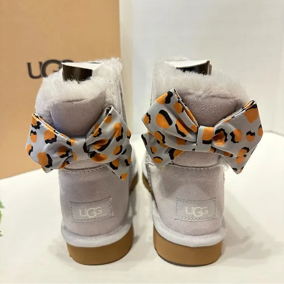 UGG Bailey Bow Retro Spot Boots Grey NEW
