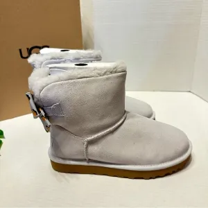 UGG Bailey Bow Retro Spot Boots Grey NEW