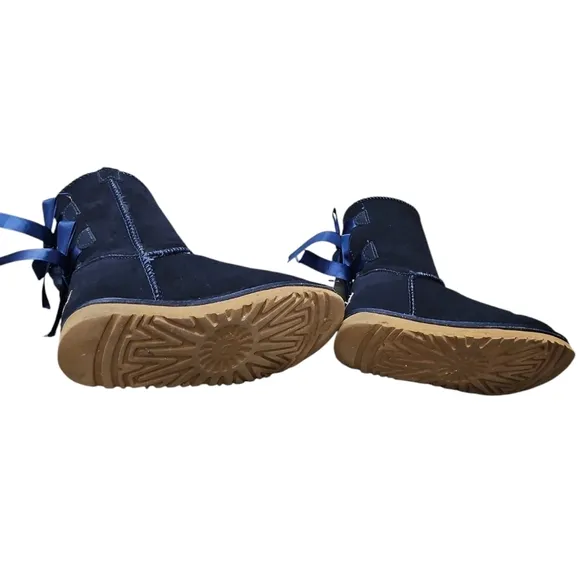 UGG Black Boots with Blue Ribbon