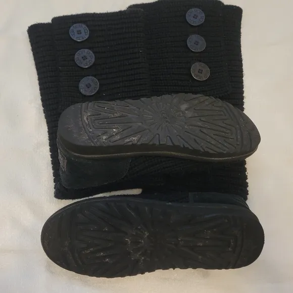 UGG Black Knit Button Boots