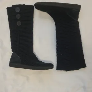 UGG Black Knit Button Boots