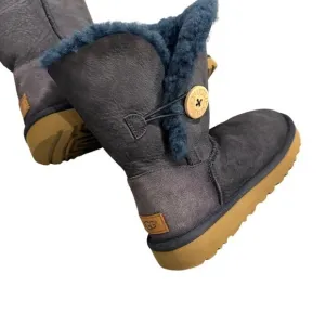 UGG | Blue Denim Grayish | Shearling fur Button Boots - Size 7