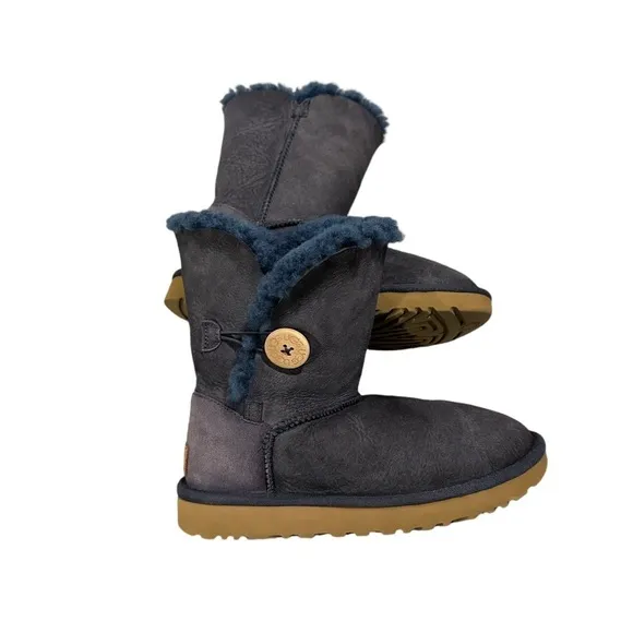 UGG | Blue Denim Grayish | Shearling fur Button Boots - Size 7