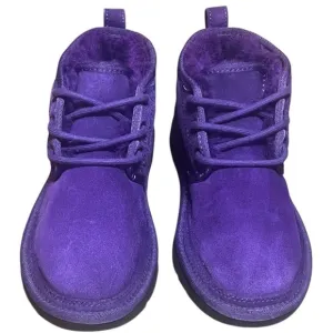 UGG Boots Purple Suede Sheepskin Lined Lace Up Ankle Size 7 EU 37-1094269