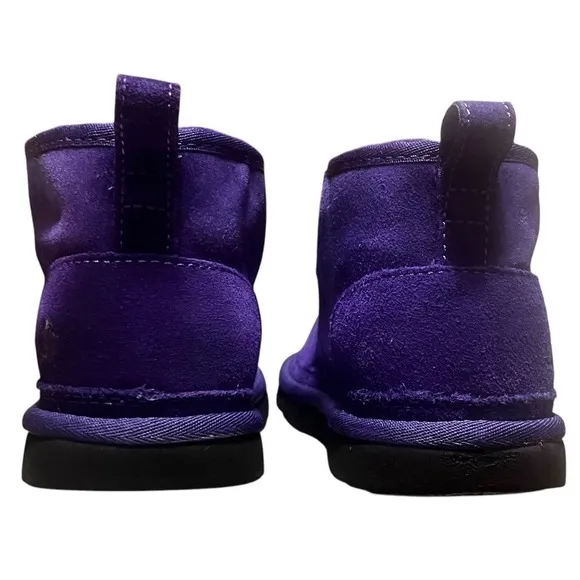 UGG Boots Purple Suede Sheepskin Lined Lace Up Ankle Size 7 EU 37-1094269