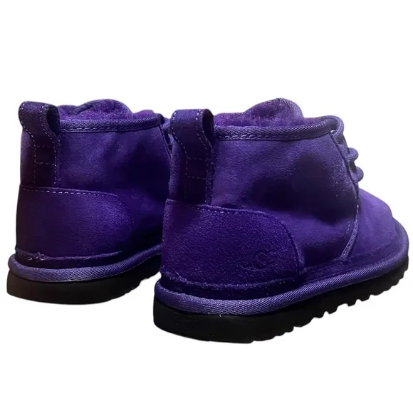 UGG Boots Purple Suede Sheepskin Lined Lace Up Ankle Size 7 EU 37-1094269