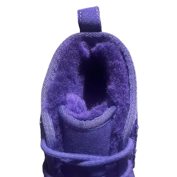 UGG Boots Purple Suede Sheepskin Lined Lace Up Ankle Size 7 EU 37-1094269