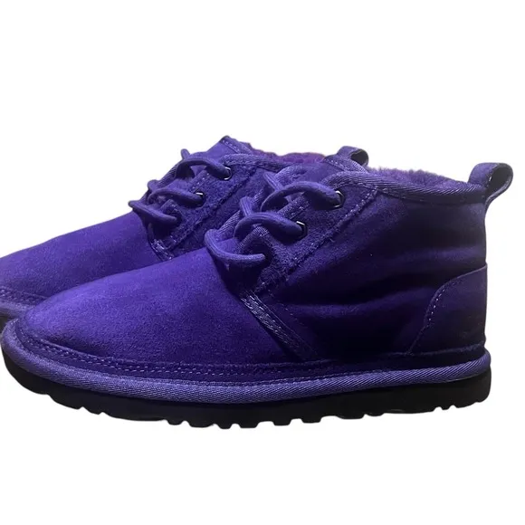 UGG Boots Purple Suede Sheepskin Lined Lace Up Ankle Size 7 EU 37-1094269