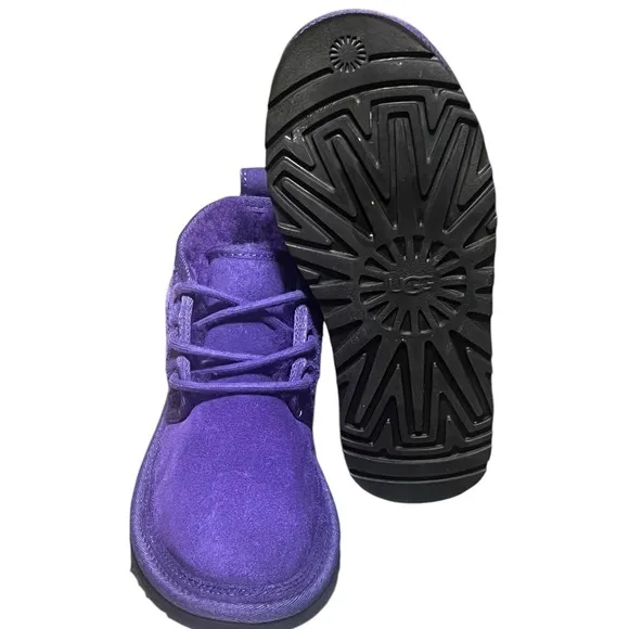 UGG Boots Purple Suede Sheepskin Lined Lace Up Ankle Size 7 EU 37-1094269
