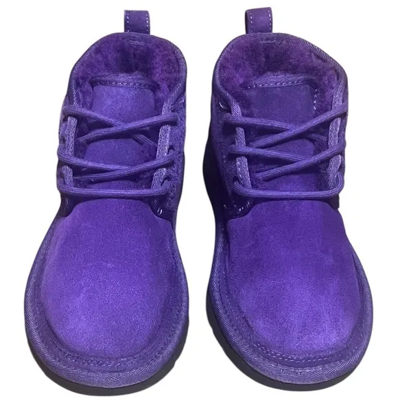 UGG Boots Purple Suede Sheepskin Lined Lace Up Ankle Size 7 EU 37-1094269