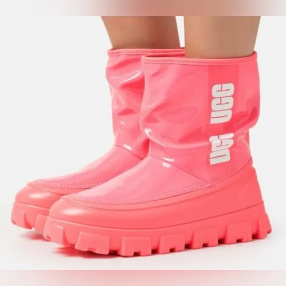 UGG BRELLAH MINI WOMEN SHORT RAIN BOOTS CORAL US 7