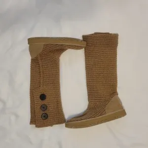 UGG Brown Knit Button Boots