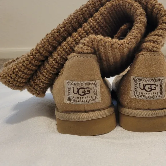 UGG Brown Knit Button Boots