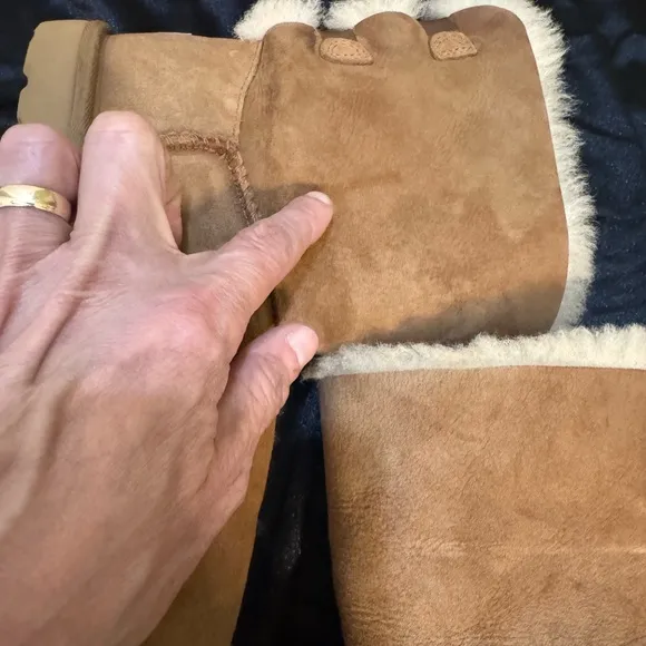 UGG Brown Shearling Boots with Ribbon Detail