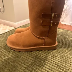 UGG Brown Suede Boots with Buckle Detail