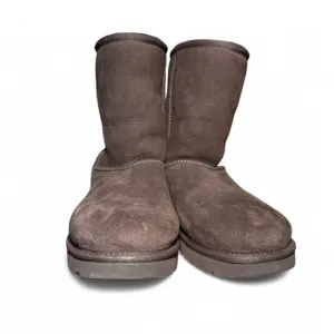 UGG Chocolate Brown Suede Women’s Classic Short Shearling Pull on Boots