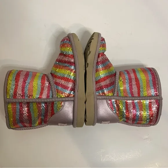 UGG Classic II Short Girls Mural Rainbow Sequin Boots