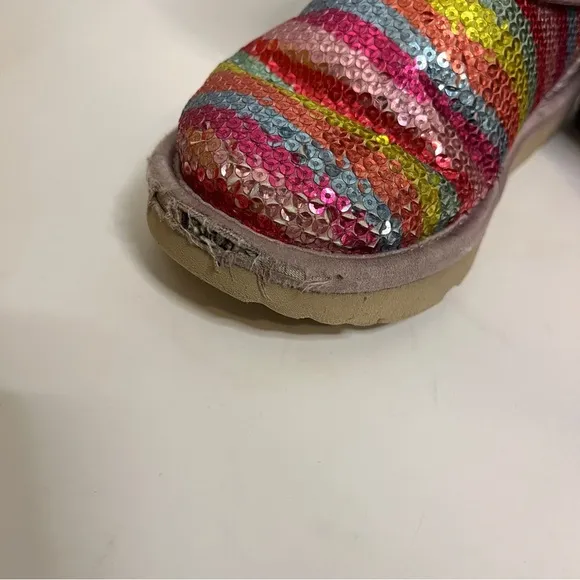UGG Classic II Short Girls Mural Rainbow Sequin Boots