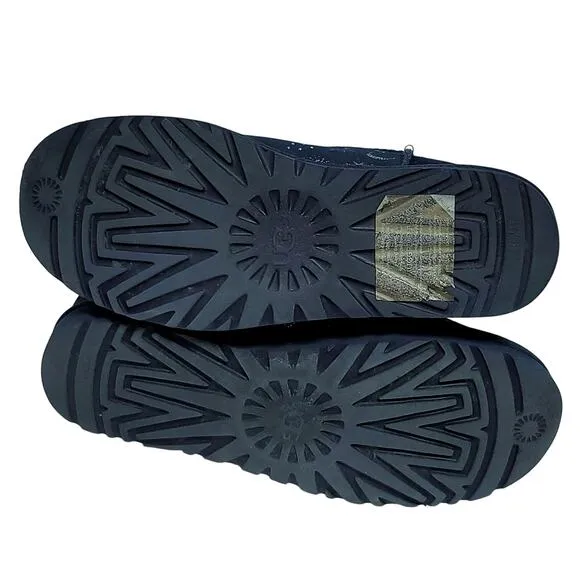 UGG Classic Mini Zodiac Starry Night Navy Blue Suede Boots Size 9 Women Metallic